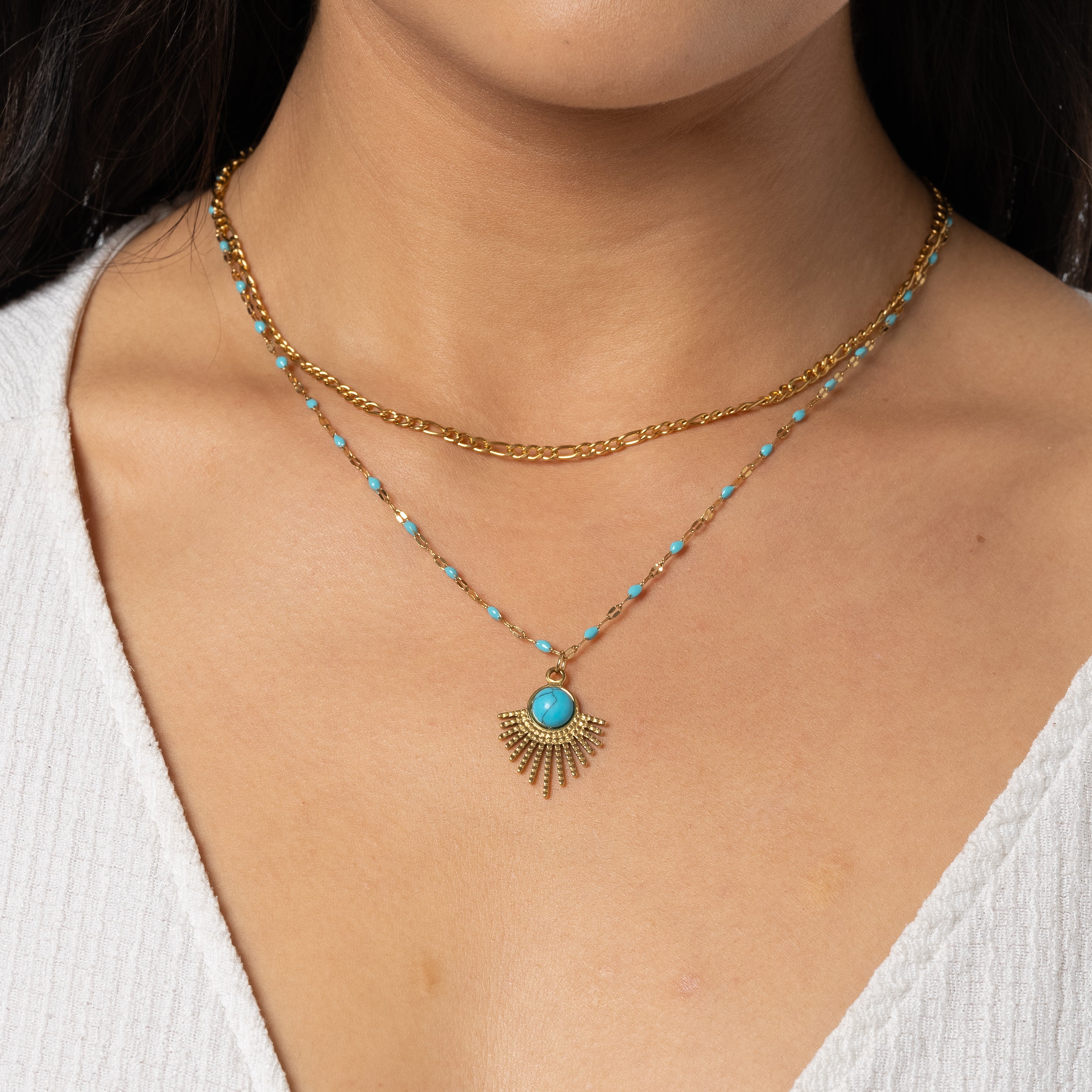 Layered Turquoise Light Necklace